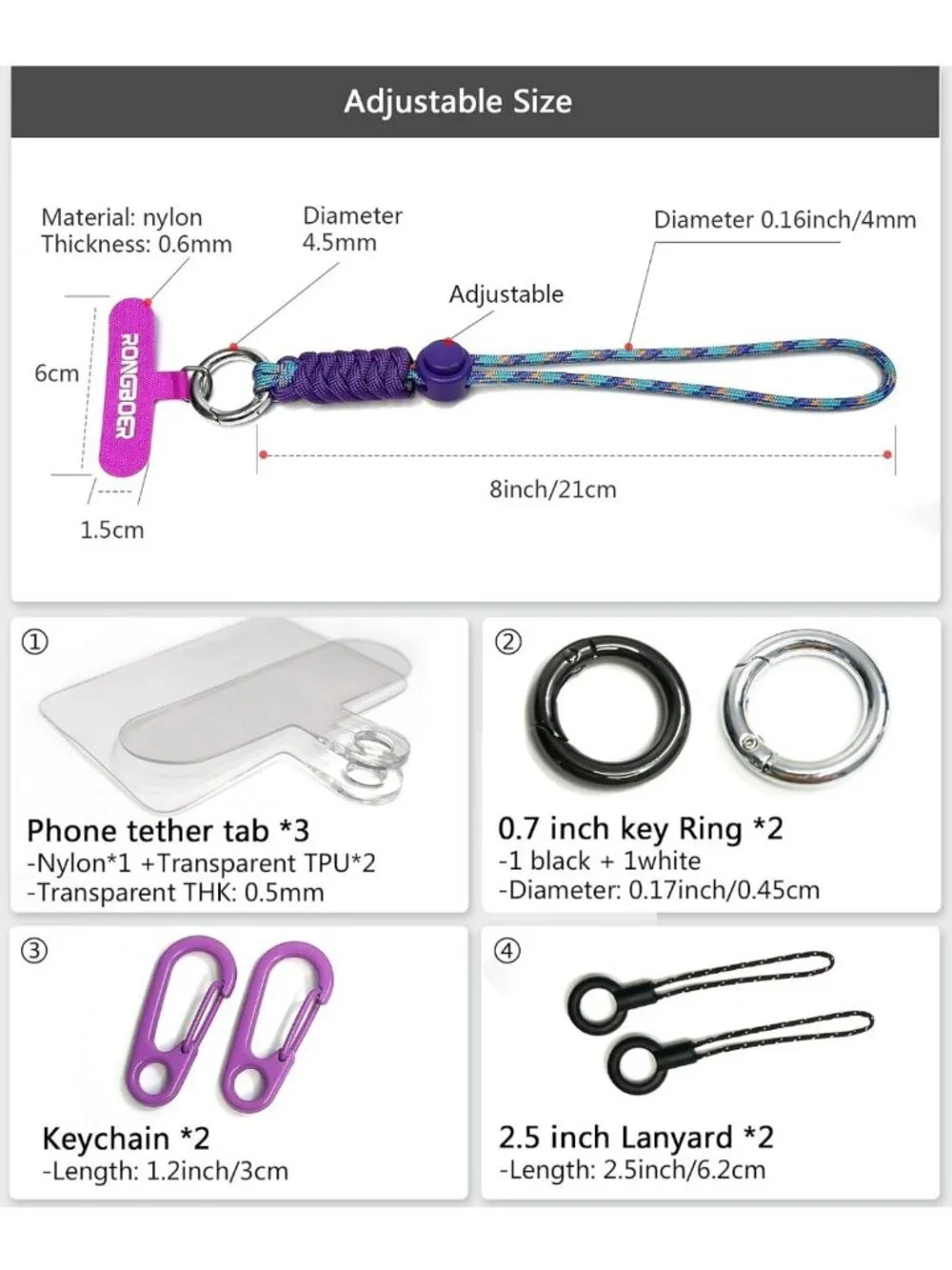 Adjustable Woven Phone Wrist Strap & Key Bracelet for Women - Stylish